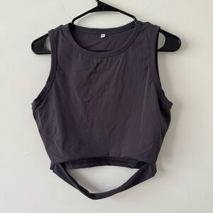 Amazon Workout Bra Top High Neck Underbust Slit Purple Large L